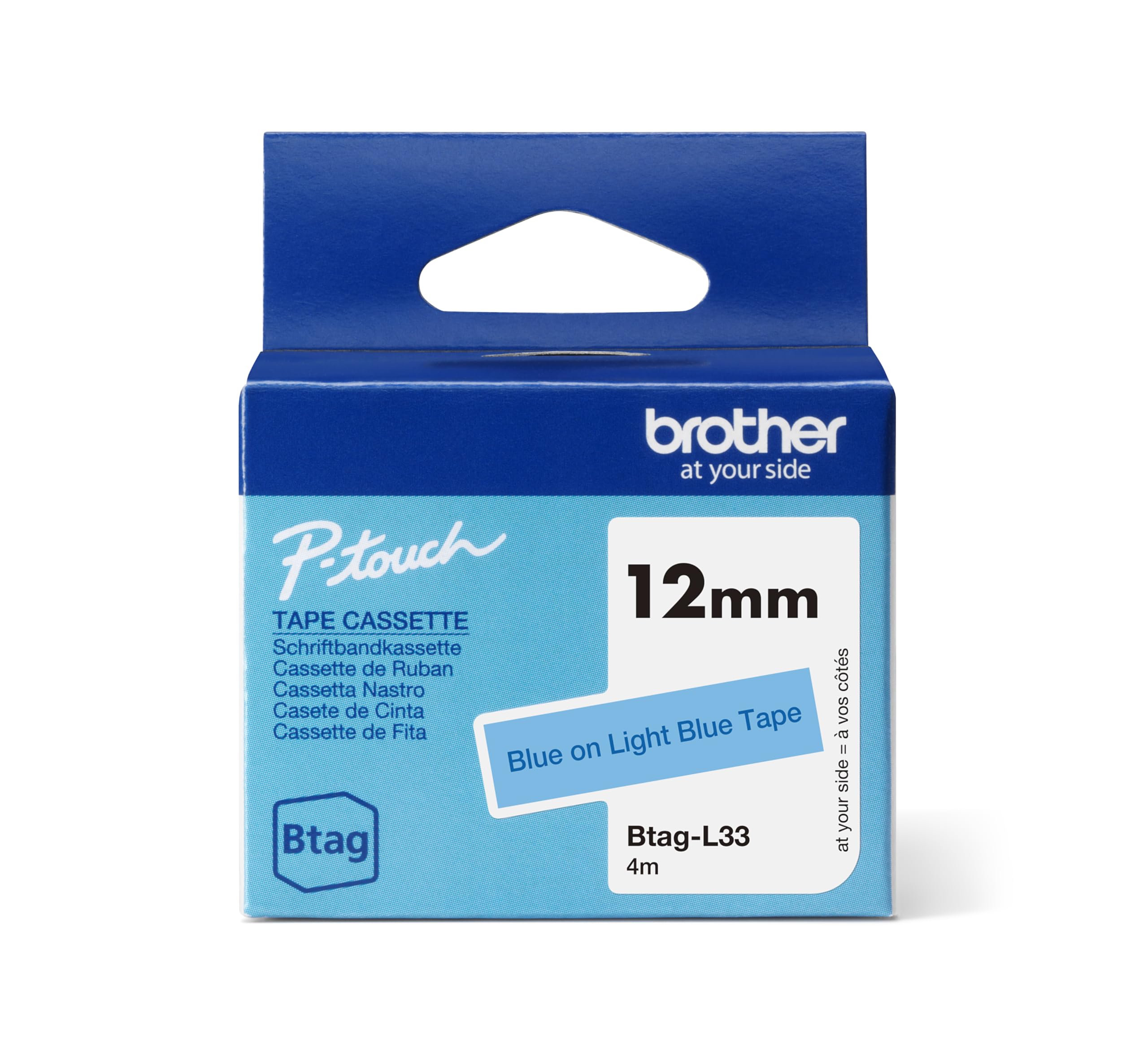 Brother Original Btag-L33 Label Tape 12 mm Length 4 m Blue/Light Blue — image 1