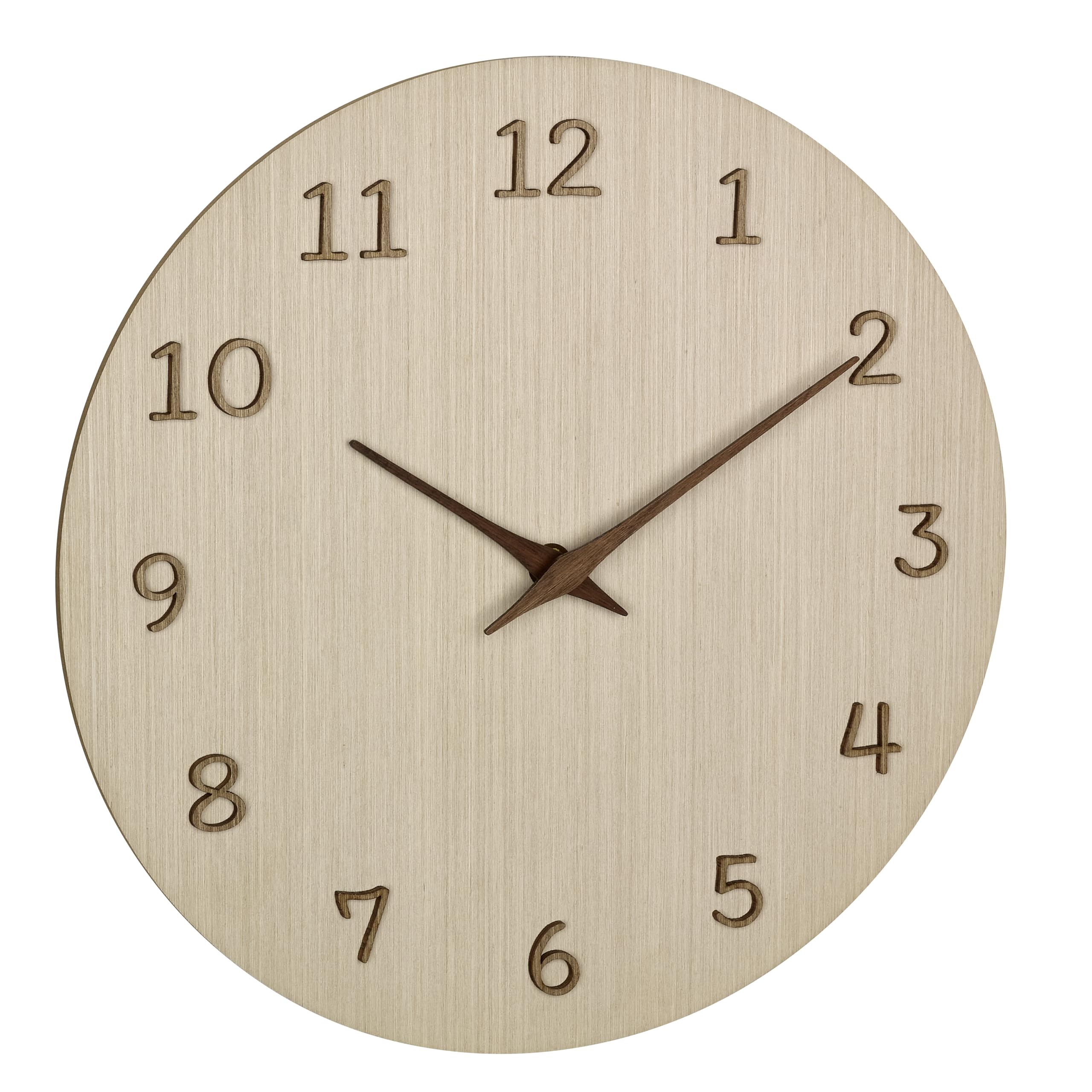TFA Dostmann Reloj de Pared analógico de Madera 60.3072.01 con números y manecillas 3D de Madera, Reloj para Cocina, Sala de Estar, Oficina, Objeto Decorativo, Funciona con Pilas, 30 cm de diámetro,
