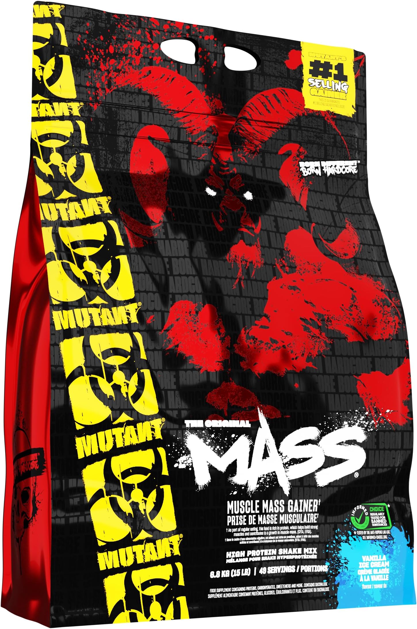 MUTANT Mass | Muscle Mass Gainer | 1100 Calories, 56g Protein, Whole Food Carbs, BCAAs, and Glutamine | Ultimate Hardcore Weight Gainer Shake | 6800g | Vanilla Ice Cream