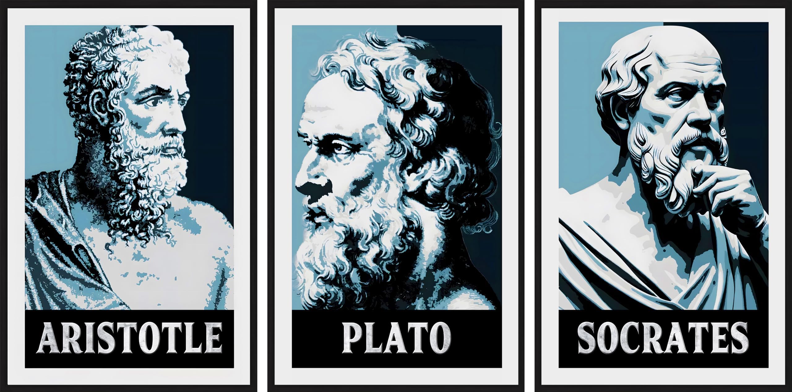 Greek Philosopher Wall Art Set – 11x17 Framed Socrates, Plato & Aristotle Posters – Classic Thinker Series for Office, Classroom, or Study – Intellectual Gift for Men, Professors & Book Lovers