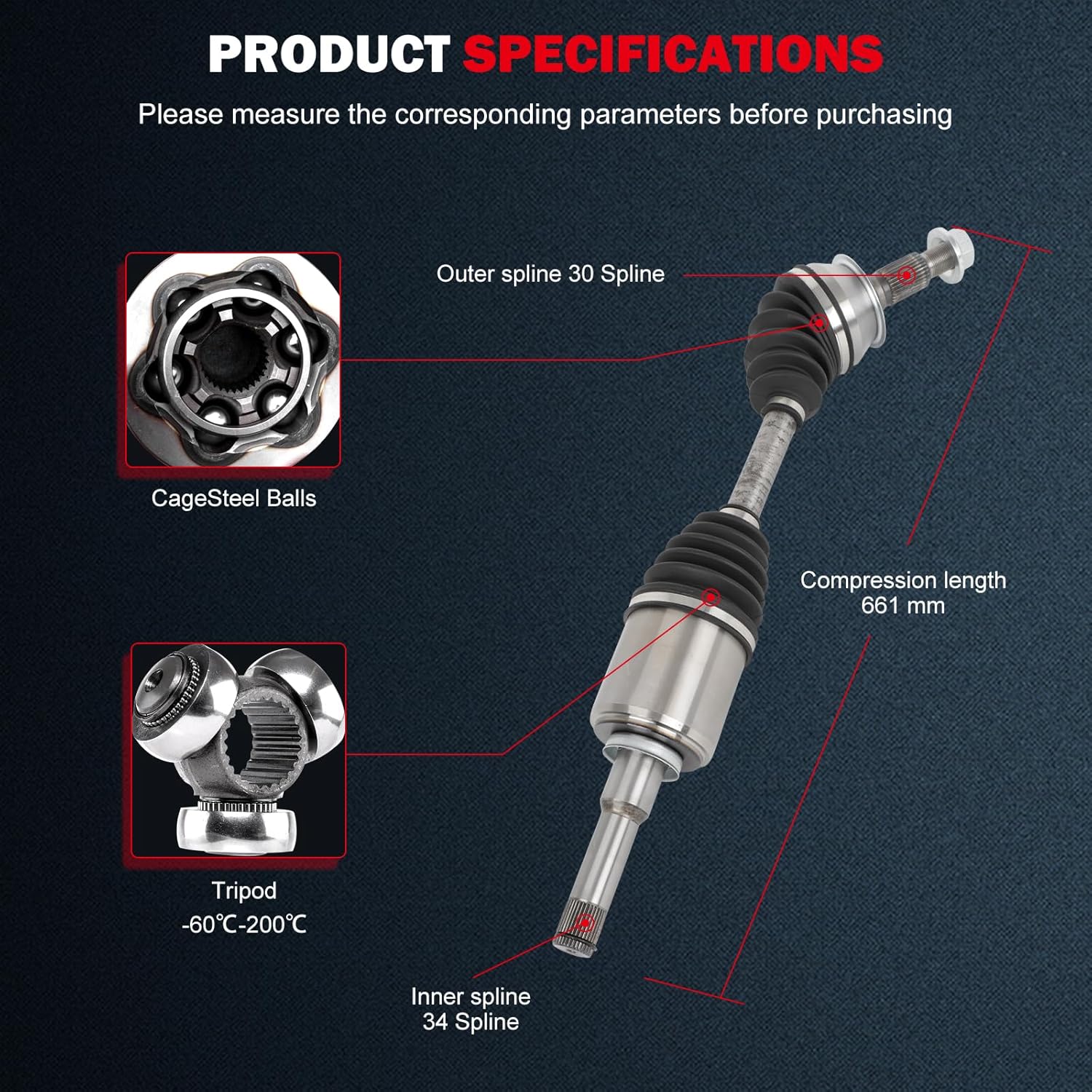 cciyu 66-1541 Front Left CV Axle Shaft Assembly For Buick 2010-2017 For Chevrolet 2013-2018