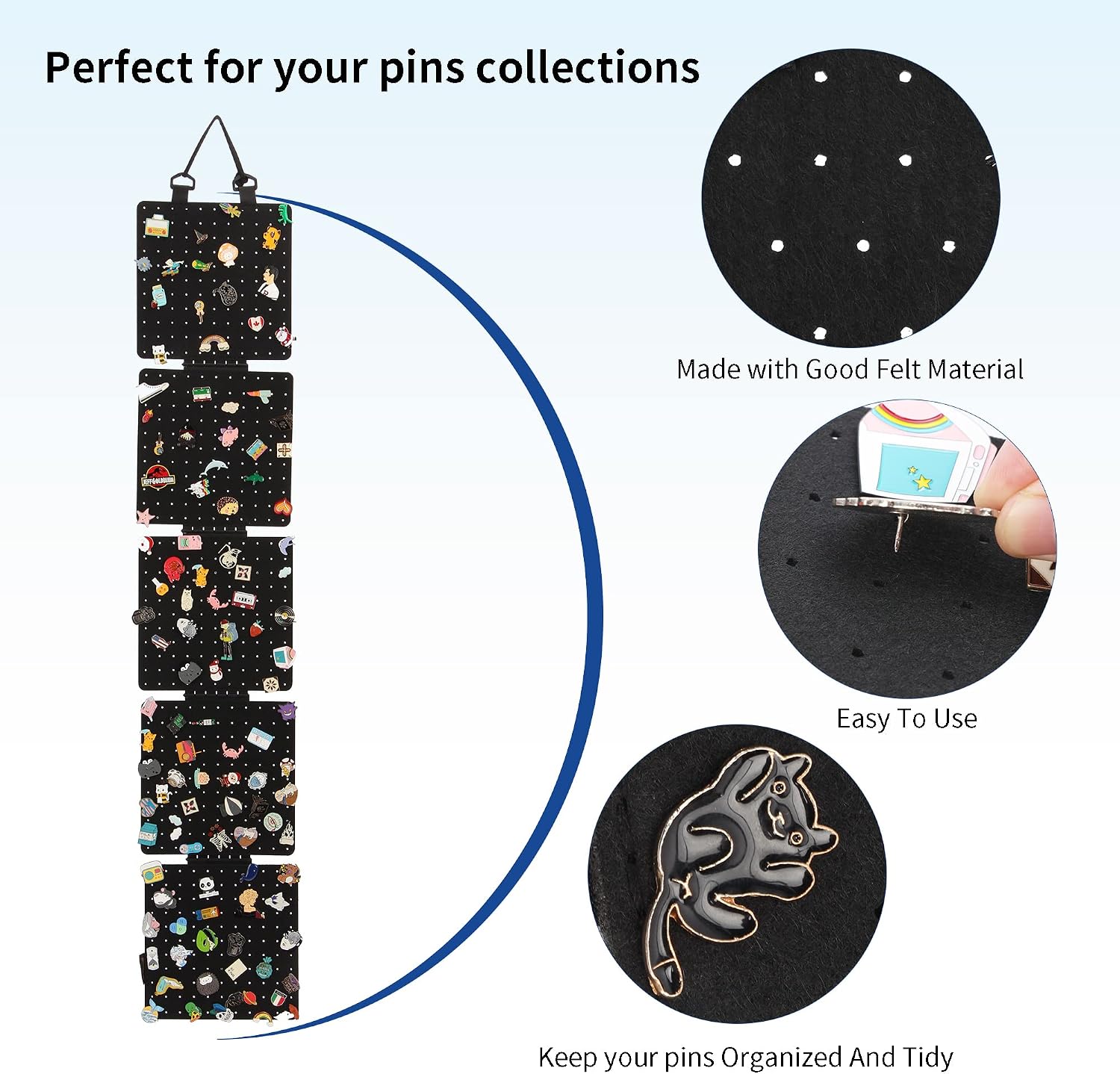 Hanging Enamel Lapel Pin Display Panels Organizer With 5 Loose-leaf Board