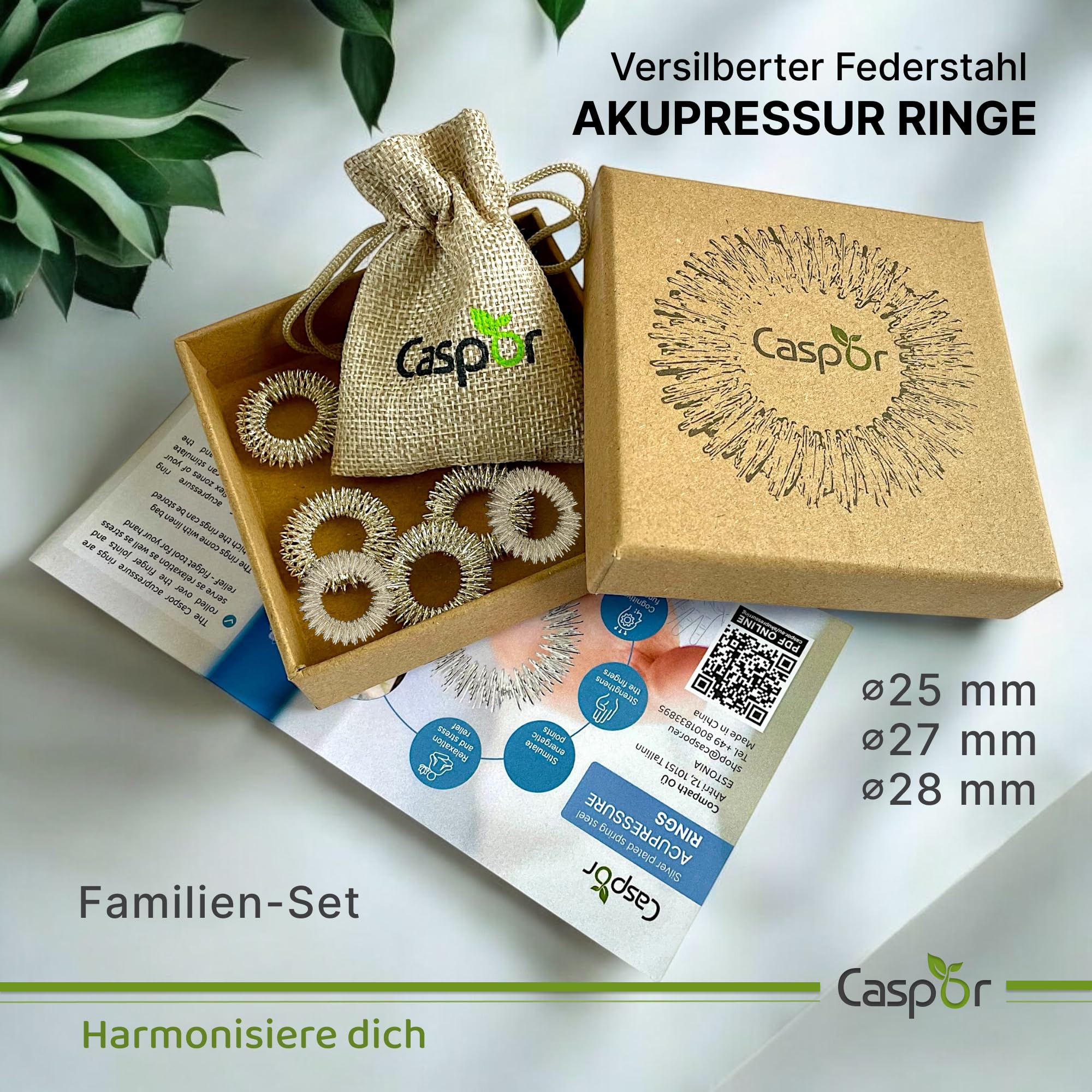 Premium Akupressur-Bundle: Matte & Kissen Set inkl. 6 Massage-Ringe (3 Größen) & Handschuhe – Öko-Leinen & Kokosfaser – Schmerzlinderung & Entspannung für die ganze Familie