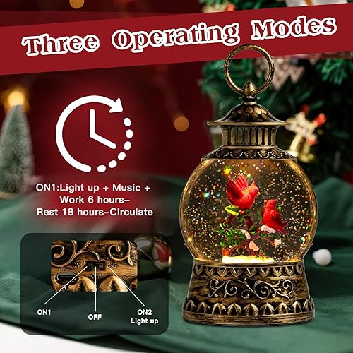Miniatura 151 de Globo de nieve de muñeco de nieve de Navidad, linterna musical de muñeco de nieve con temporizador de 6 horas forrado por USB, funciona