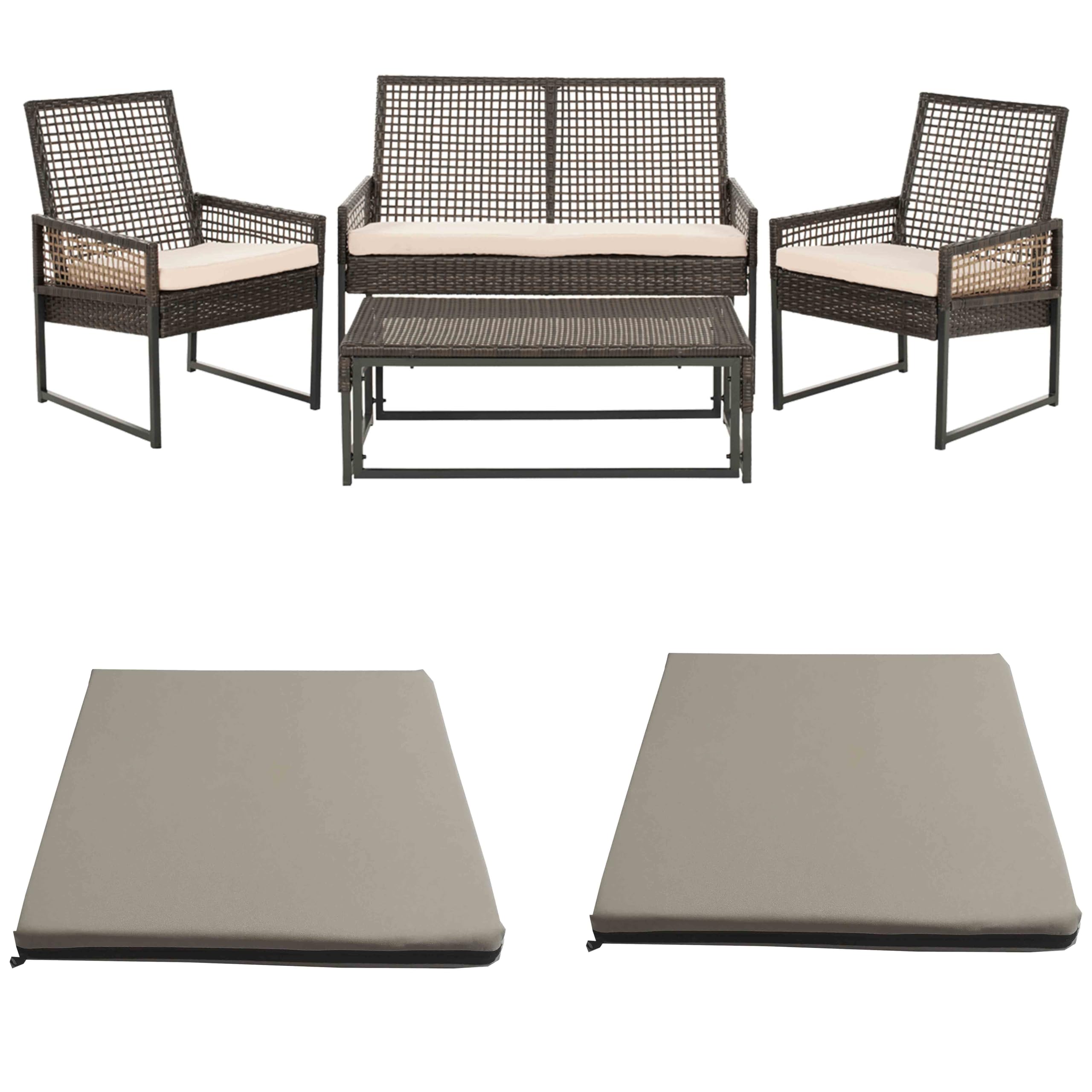 GRIZZLY FOAM Waterproof Replacement Cushion Set for Rattan Chairs 3pc Outdoor Indoor Garden Furniture Removeable Zipped Cover Ask Any Customize Size (Cream, 18x37x2inch 18x18x2inch) โ image 1