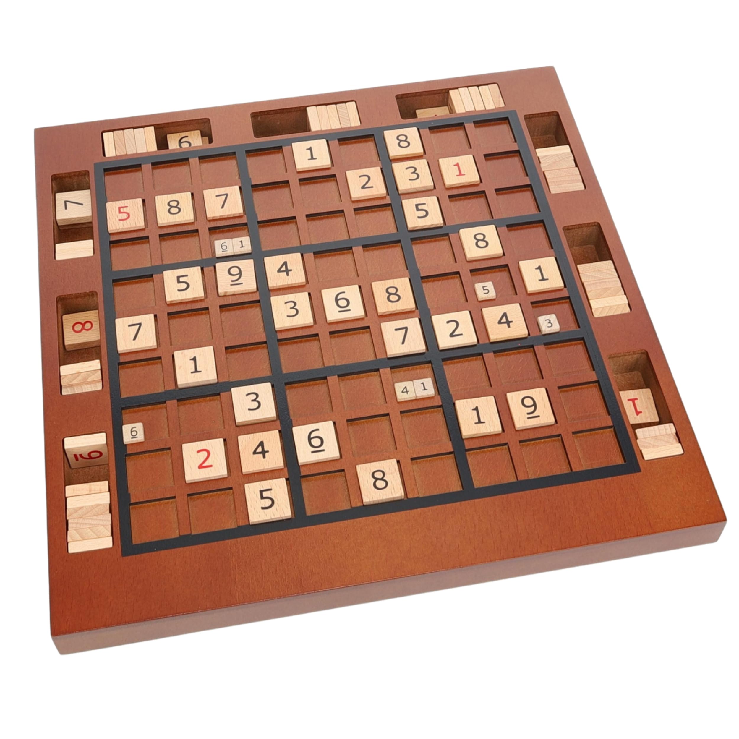 WE Games Wooden Sudoku Board with Storage Slots in Medium Stain - 11.5 in.