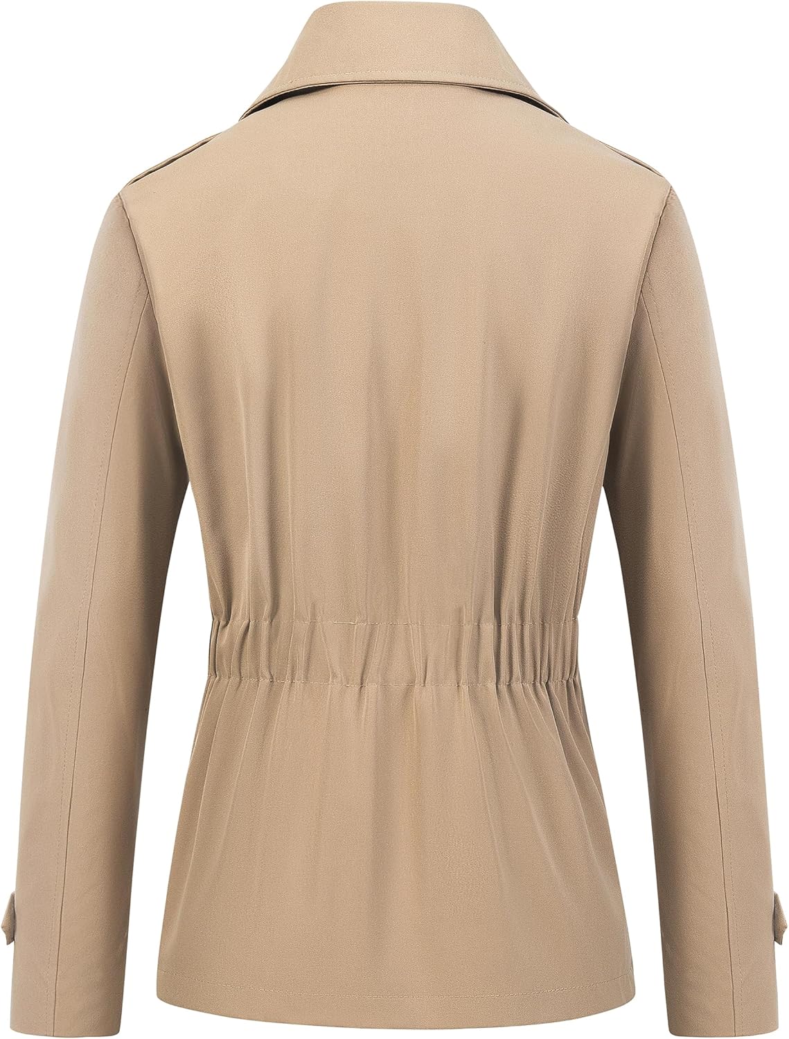 CREATMO US Women's Cropped Trench Coat Classic Double Breasted Lapel Jacket Water Repellent Outerwear - Image 2