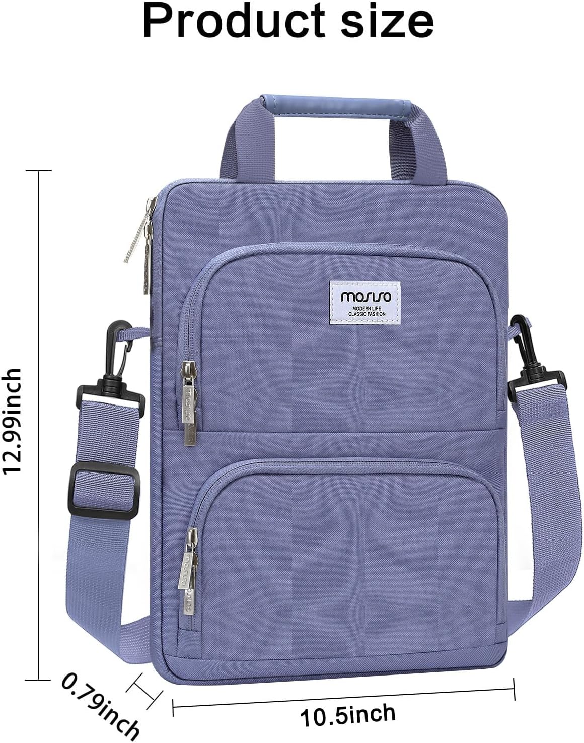 MOSISO 360 Protective Vertical Tablet Shoulder Bag Compatible with iPad Pro 13 M4 & iPad Air 13 M3 M2, iPad Pro 12.9 M2 M1 6/5th with 2 Curved Pockets, Lavender Gray