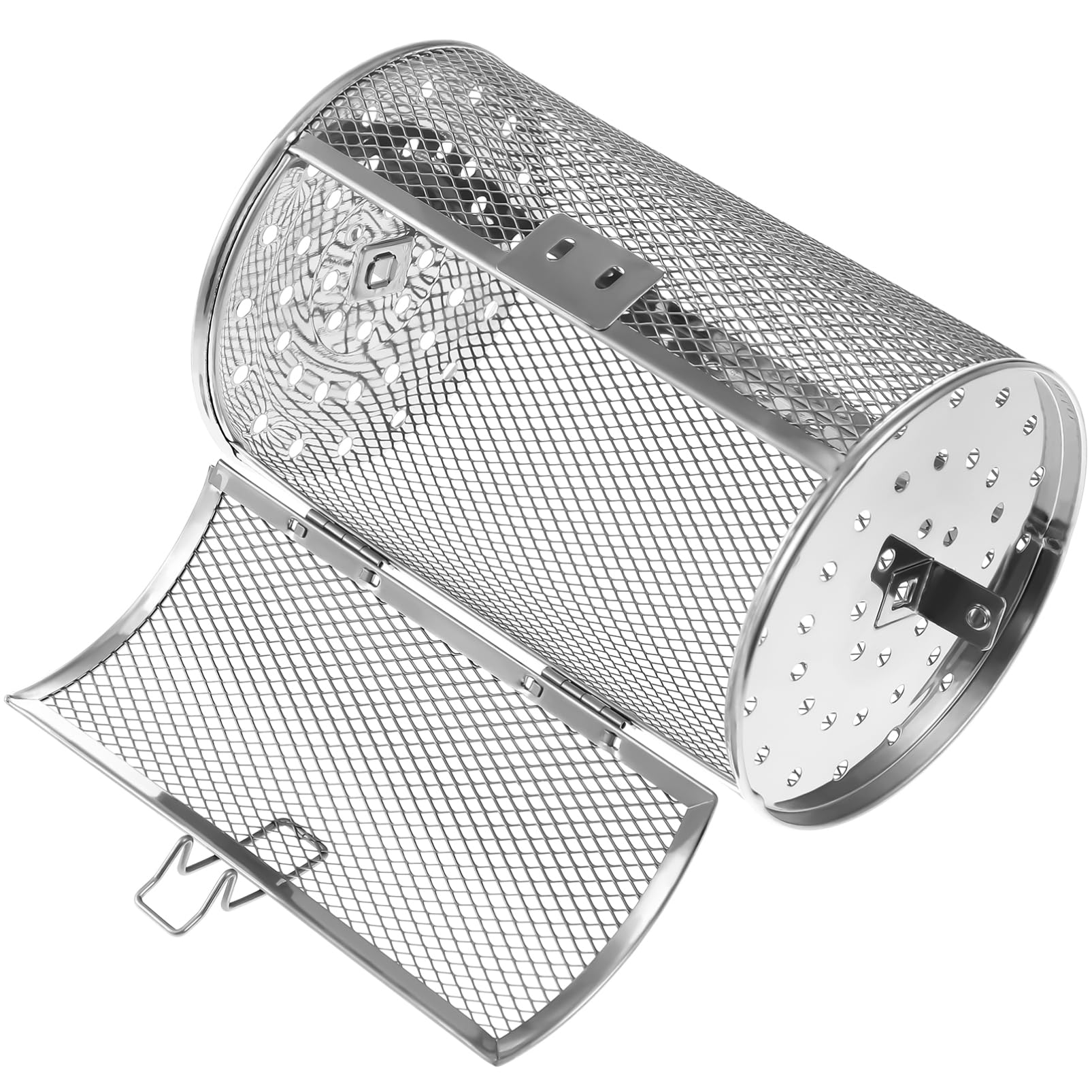 CALLARON Air Fryer Rotisserie Basket - Stainless Steel Rotating Basket for Air Fryer, Rotisserie Cage with Locking Latch, for Fries, Nuts, Coffee Beans, Chicken, 7.09 x 4.72 x 4.72inch