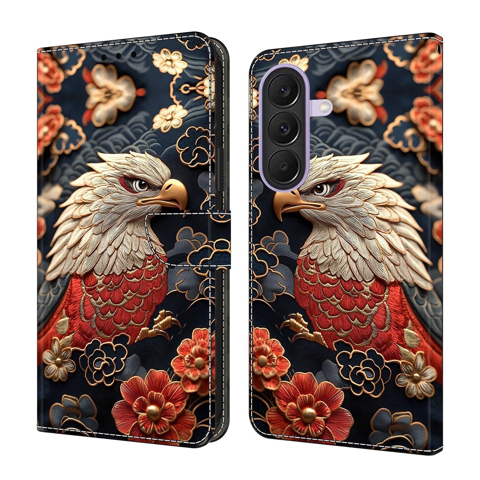Generic Étui compatible avec Samsung Galaxy S20 Ultra (Motif : Flower Eagle) en cuir Portefeuille à rabat magnétique Motif