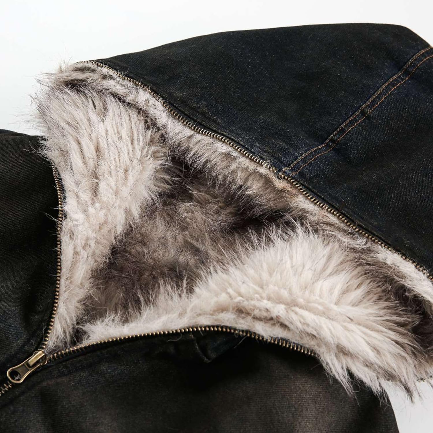 M&Catree Winterjacke Herren Warme Lässig Parka mit Fellkapuze Kurze Steppmantel Oversize Streetwear Jeansjacke Jeansjacke im Western-Stil Outdoor Winter Mantel