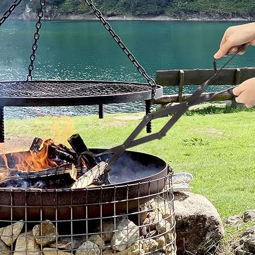 Miniatura 6 de Fireplace Tongs 26”, himaly Heavy Duty Wrought Iron Steel Fireplace Poker Tools - Rust Resistant Black Finish, Fire Pit Poker Log Grabber for Pinzas