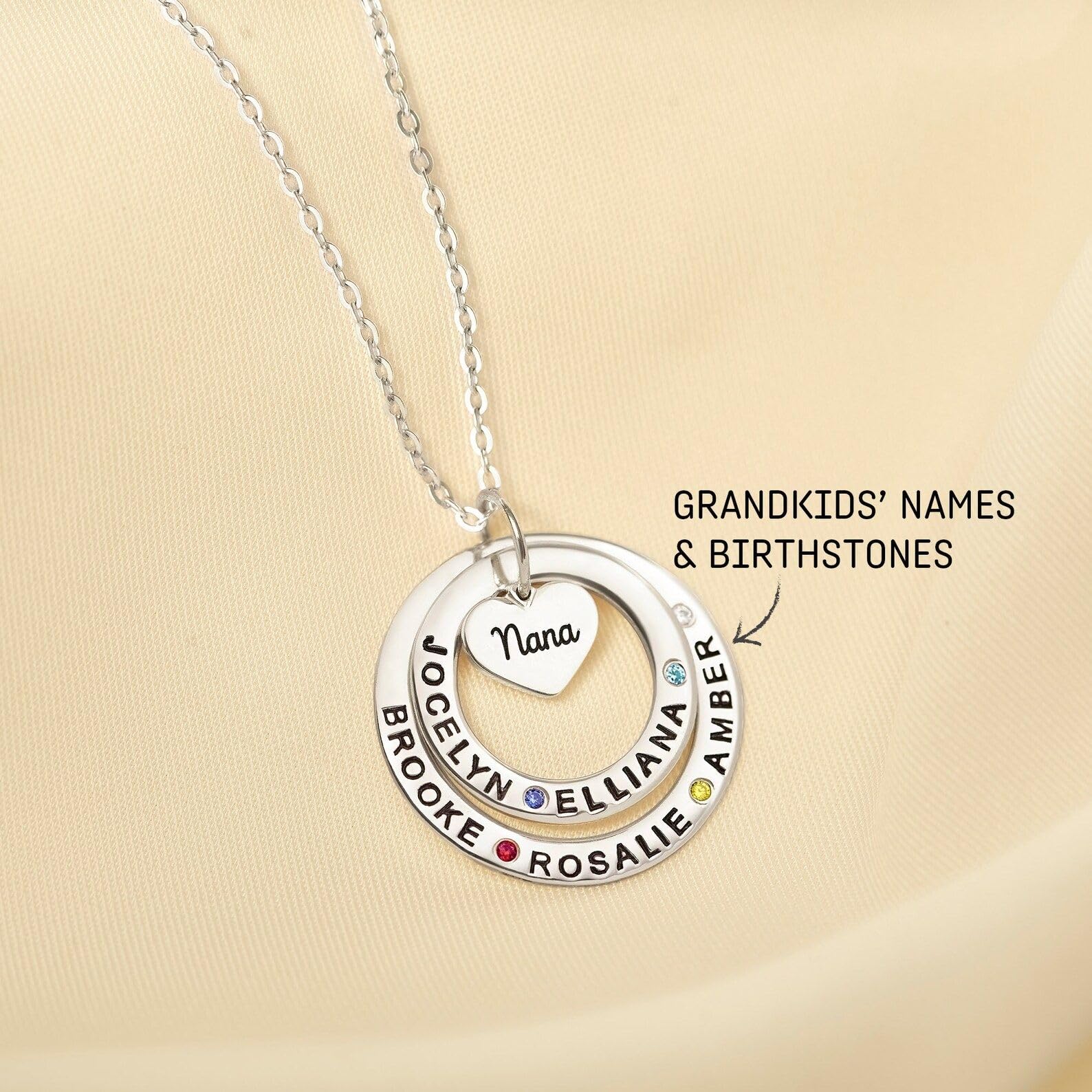 Niños nombres collar, familia collar con piedra de nacimiento, mamá joya con niños nombres personalizado madre Día de la Madre Navidad cumpleaños aniversario