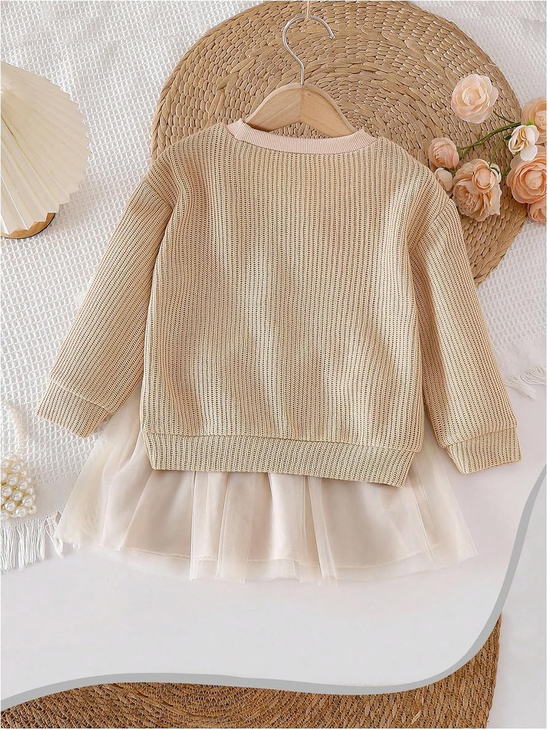 SHENHE Girl's 2 Piece Outfits Bow Sweater Pullover and Mesh Tulle Tutu Skirt Set Cute Fall Clothes - Image 2