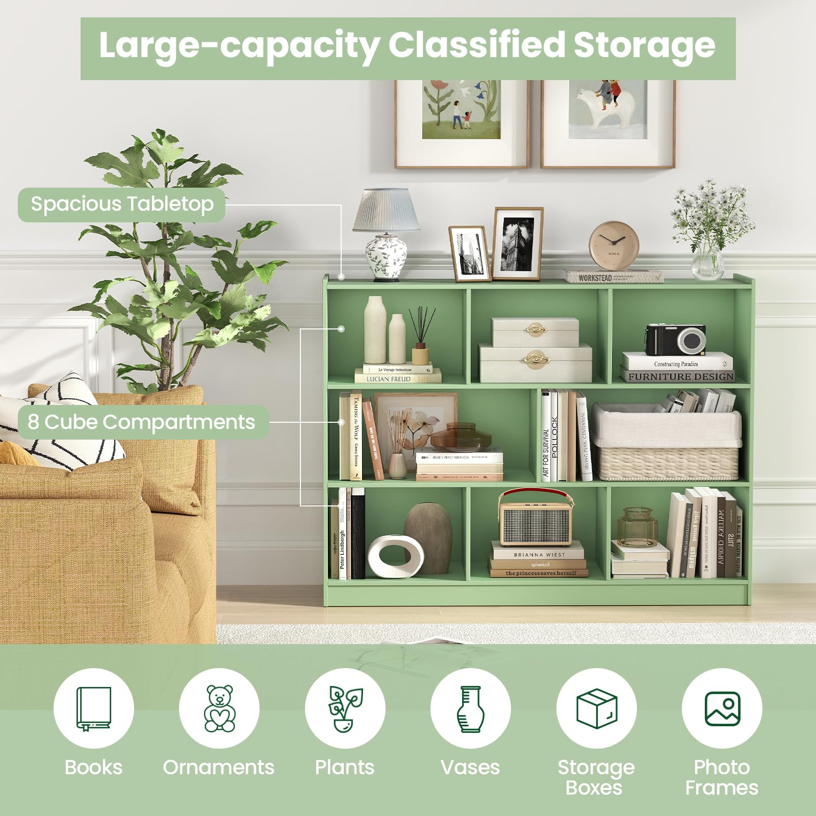 Amazon.com: SILKYDRY 8 Cubes Organizer Bookcase, 3-Tier Low