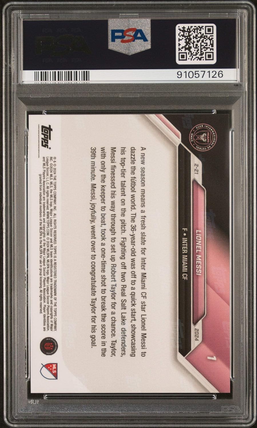 Graded 2024 Topps Now MLS Lionel Messi #1 Maestro Creates 1st Goal of 2024 MLS Season Opener Soccer Card PSA 10 Gem Mint