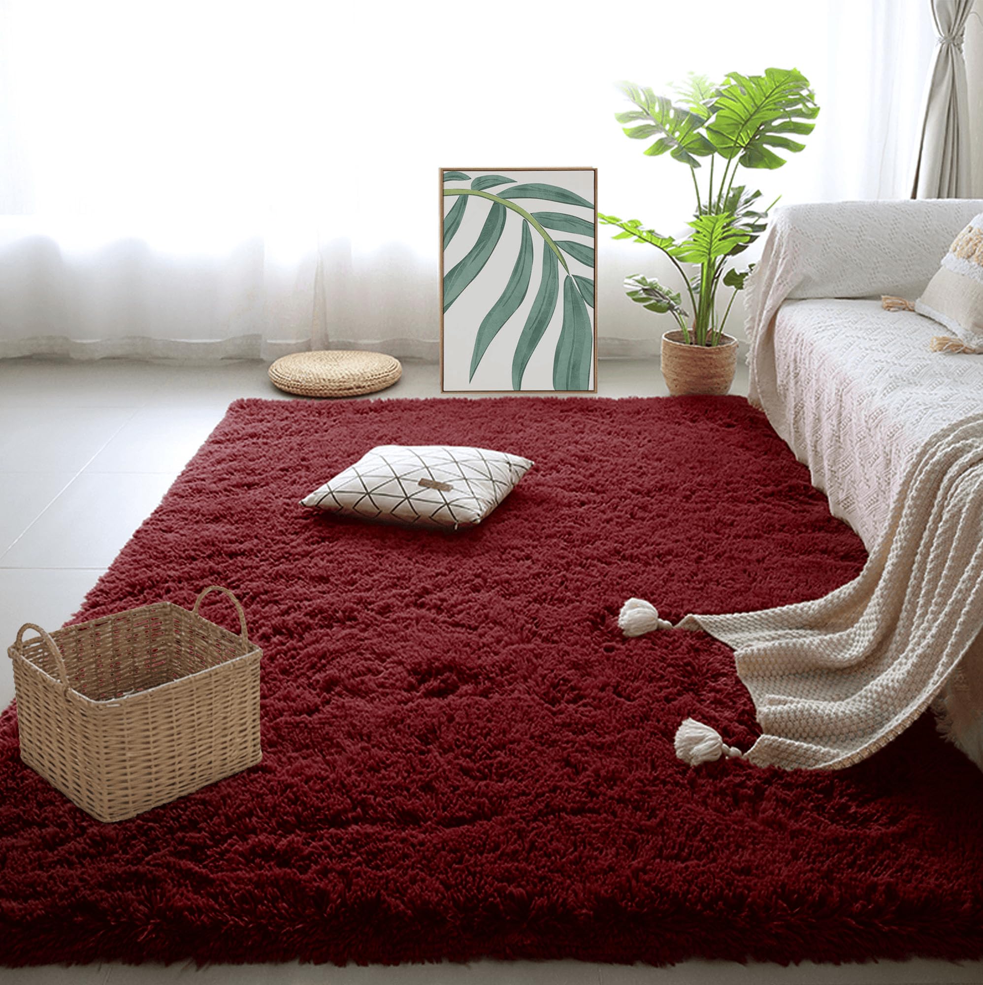 Tapis de salon vin rouge 100x140 cm pour une décoration de maison chaleureuse