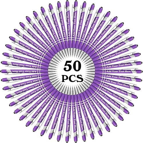 Miniatura 31 de Bolígrafos personalizados a granel grabados personalizados con punta de lápiz capacitivo, bolígrafos personalizados de tinta negra, regalos