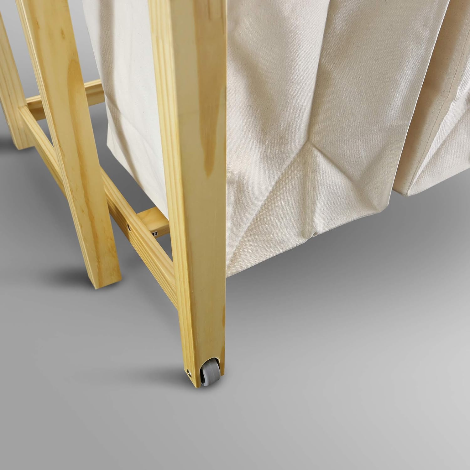 Natural Solid Wood Collapsible Laundry Hamper with Wheels