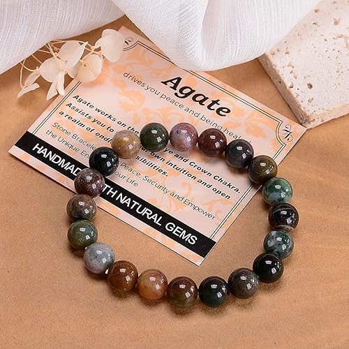 Vista 570 de MASSIVE BEADS Pulsera elástica de yoga hecha a mano con piedra natural, cristal curativo, energía, regalos para adultos unisex de 0.157 in, 0.236