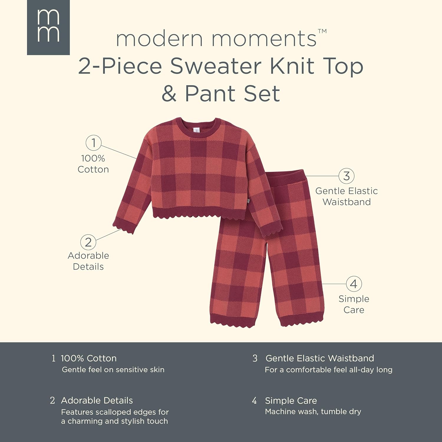 Modern Moments by Gerber baby-girls Jacquard 2-piece Sweater Set - Image 6