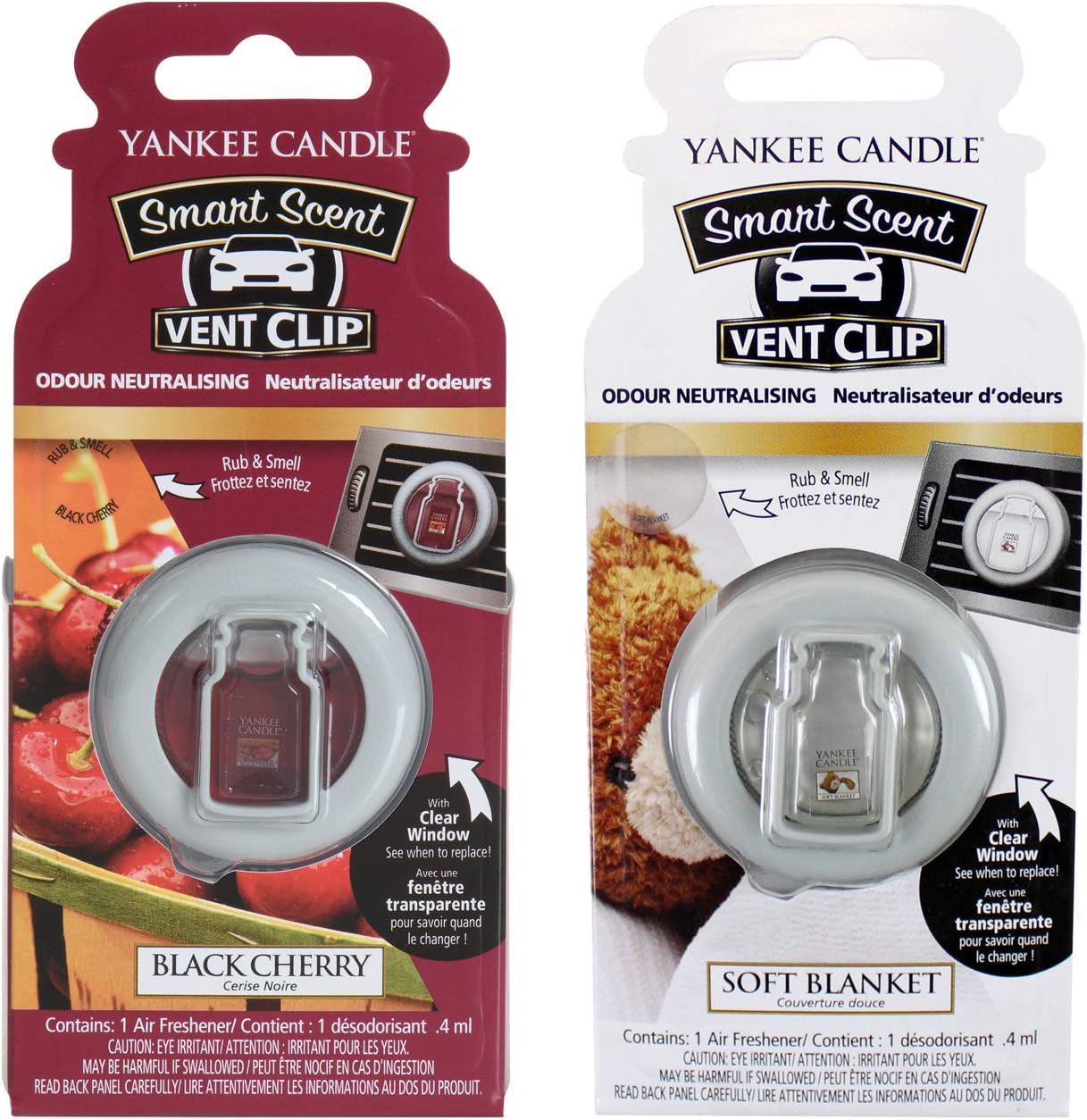Yankee Candle Smart Scent Vent Clip Air Freshener - Black Cherry and Soft Blanket, Multicolour, 58.97 g (Pack of 2)