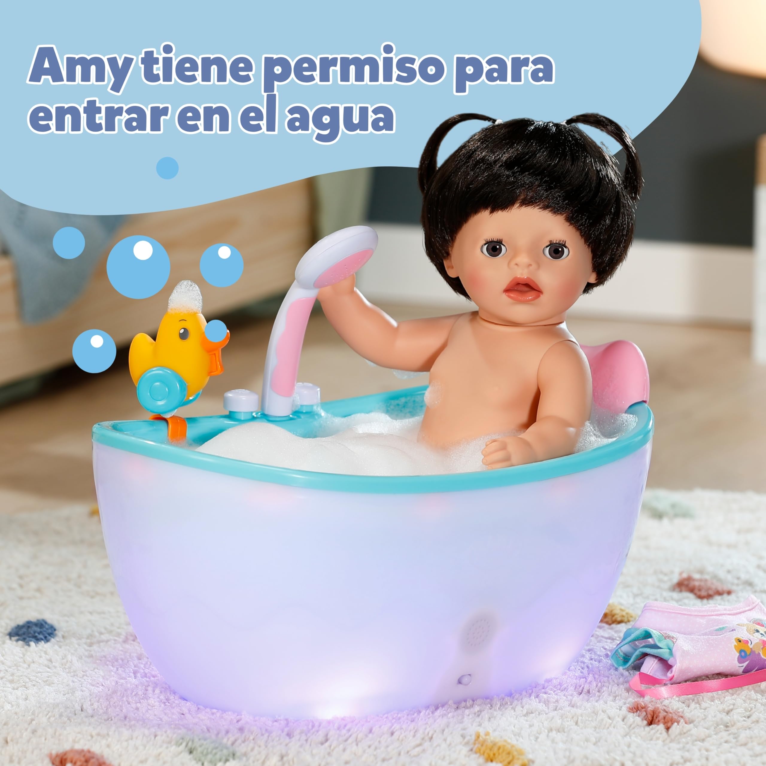 BABY Born Amy – Muñeca de 36 cm – Muñeca bebé con 7 Funciones para niños pequeños a Partir de 1 año – Funciona sin Pilas – Incluye Accesorios y Pelele