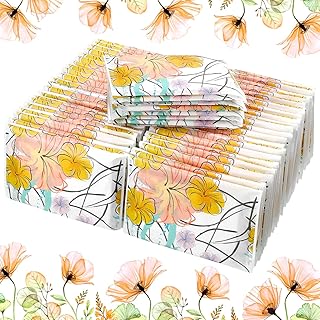 60 Pack Facial Tissues, Pocket Tissues, 3 Ply Travel Tissues, Floral Patterns Travel Size Tissues Packs for Bag or Purse Wallet Size Facial Tissues Bulk for Travel Purse Backpack Office (Stylish)