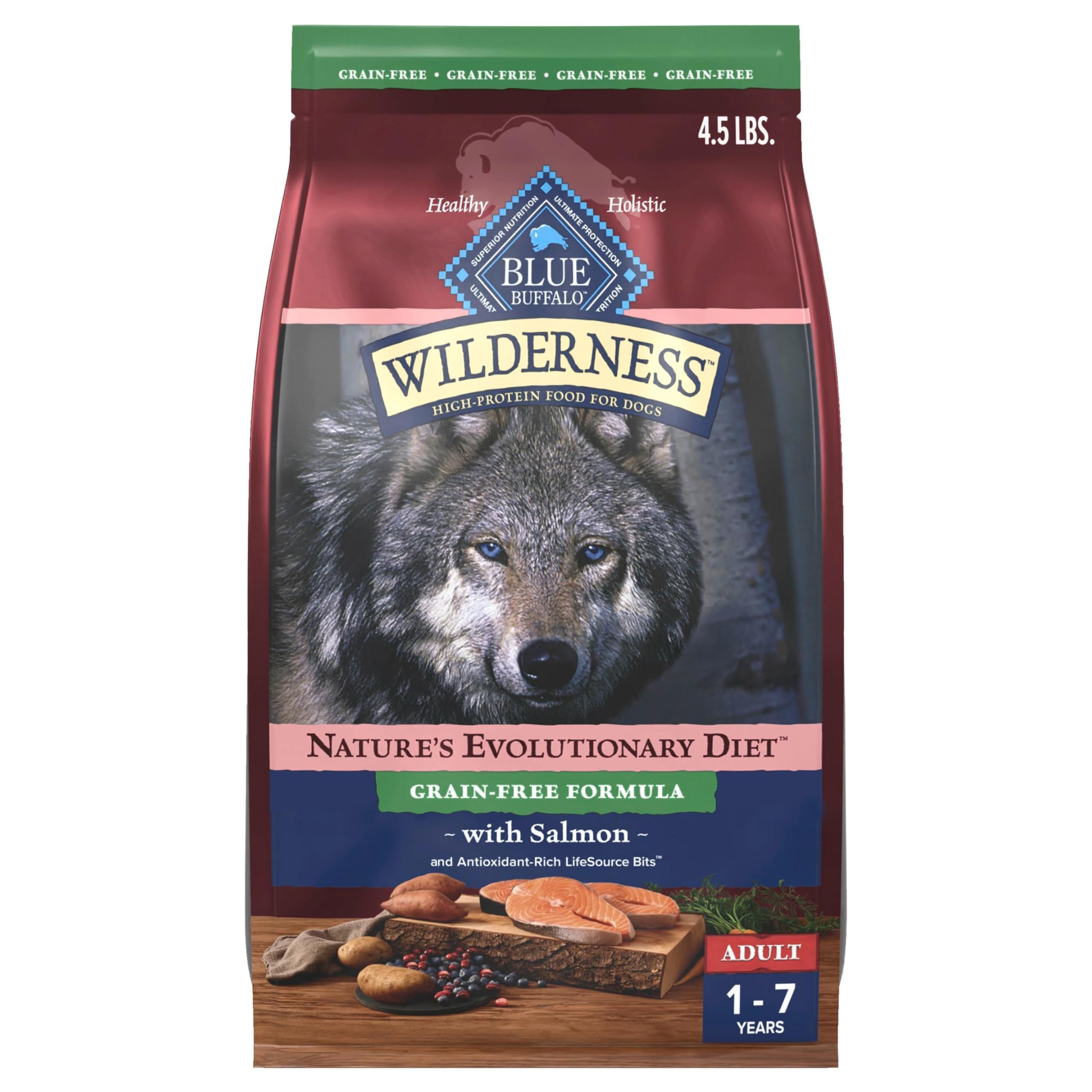 Blue Buffalo Wilderness High Protein, Natural Adult Dry Dog Food, Salmon 4.5-lb