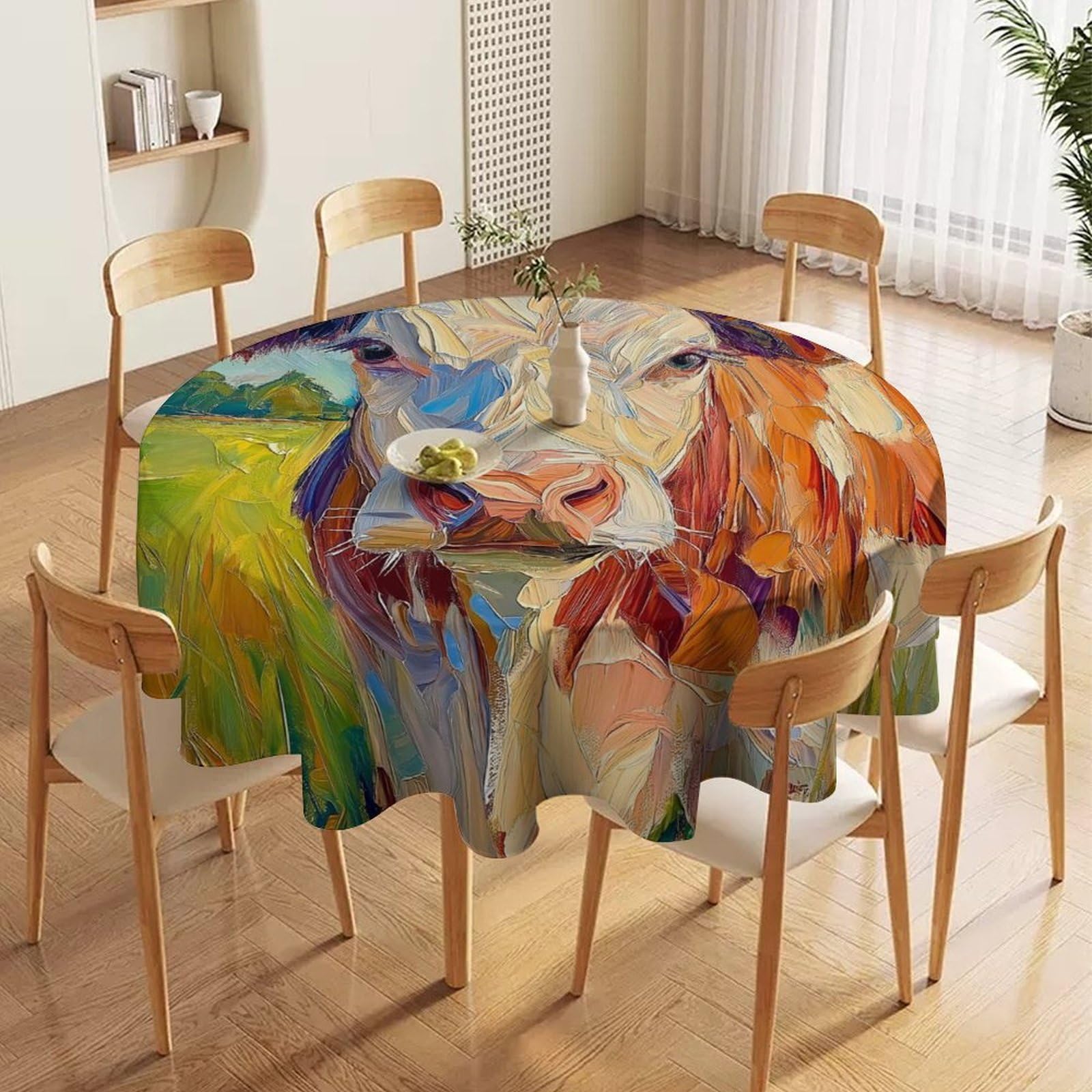 ORDOBO Round Table Cover -Pink Abstract 3D Print Waterproof Protect Table Cover Fashion Countertop Decoration For Kitchen Home Dinner 152X152Cm
