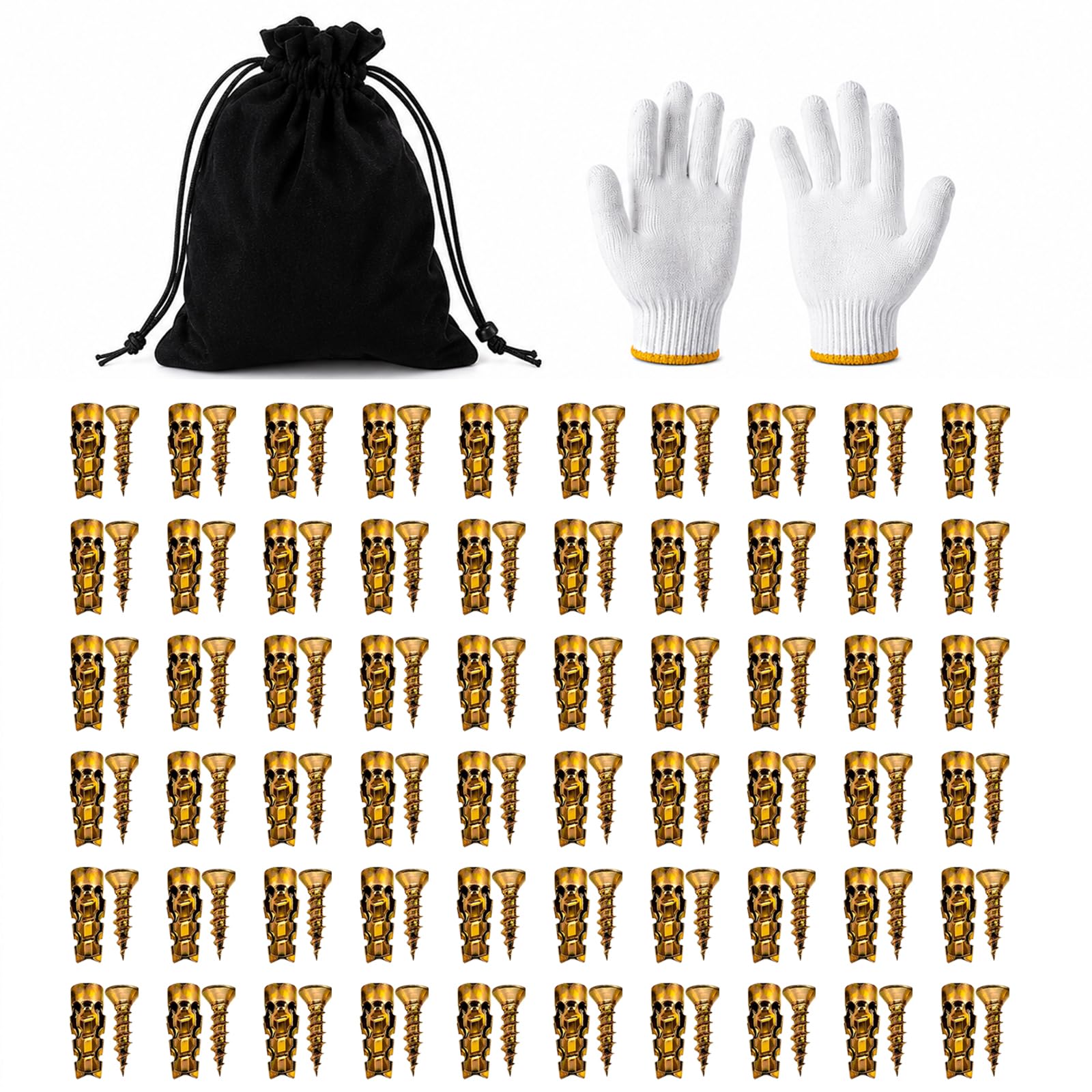Hinge Repair Screw & Expansion Anchor – 6×14mm Short Expansion Screw Set for Cabinet Hinge Repair & Stripped Thread Restoration with Storage Box, Works on Wood, Tile, Stone, Concrete (60PCS)