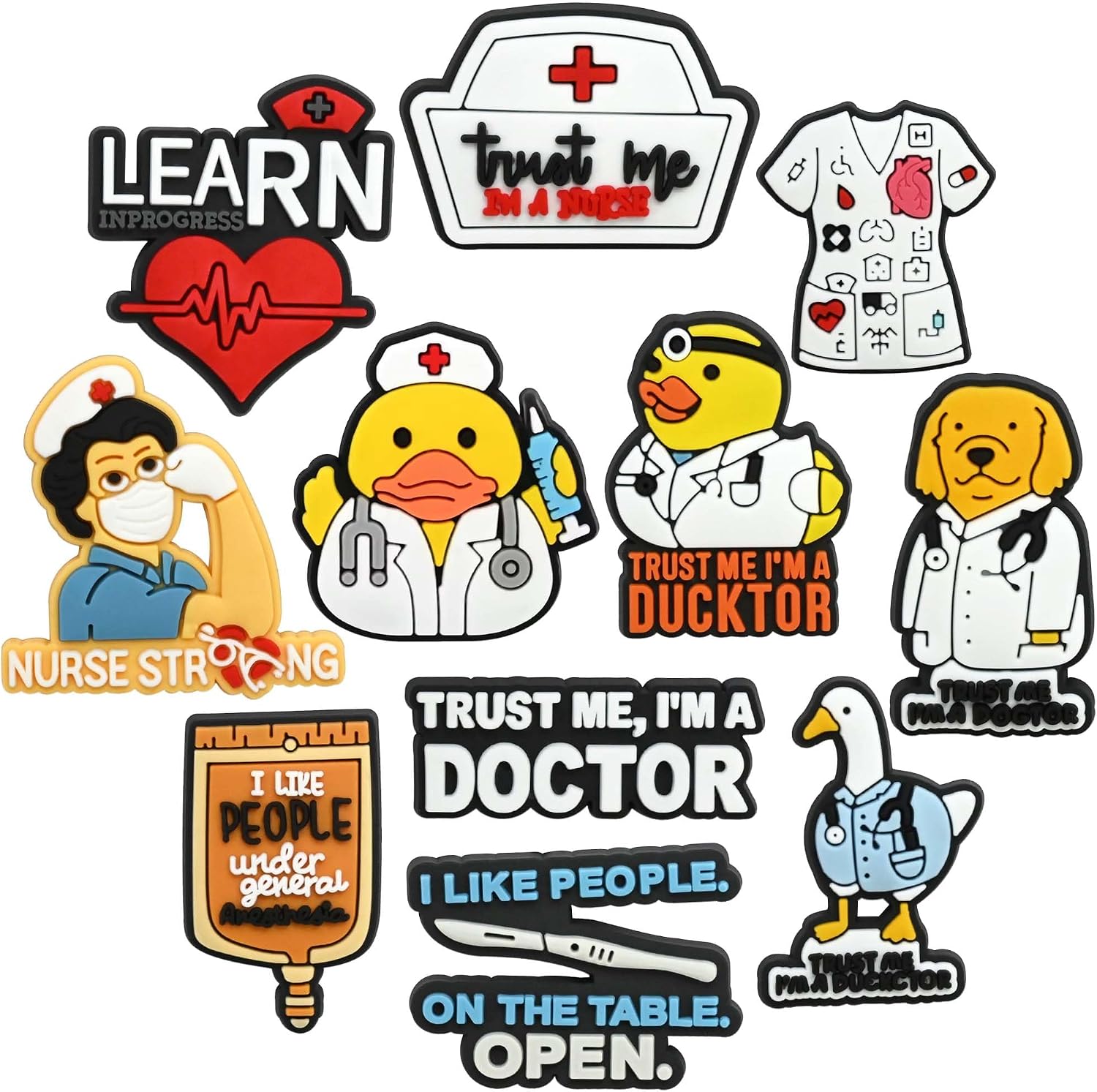Nurse Shoe Charms Set, 11 PCS Funny Nurse PVC Charms for Clogs and Sandals, Nurse Appreciation Gifts, Nursing Graduation Party Favors