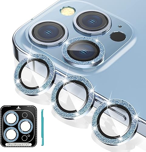 Fewdew Protector de lente de cámara para iPhone 13 Pro Max de 6.7 pulgadas  iPhone 13 Pro de 6.1 pulgadas, vidrio templado 9H antiarañazos Ultra HD