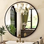 HARRITPURE Round Bathroom Mirror - 20" Black Circle Wall Mirror Aluminum Alloy Frame Hanging Modern Decoration for Vanity, Bedroom, Entryway