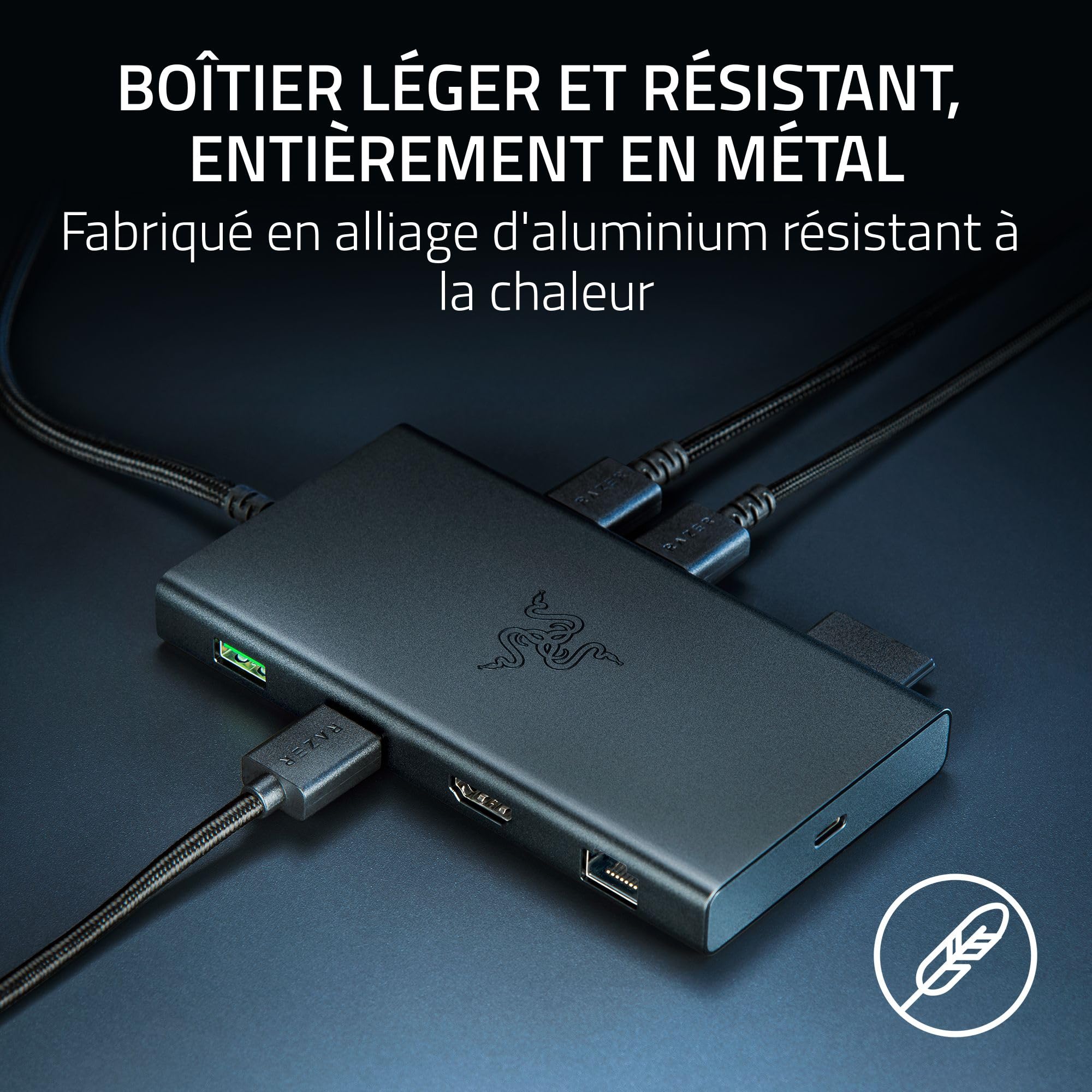 Razer Station d'accueil USB-C - 11 Ports avec HDMI, Gigabit Ethernet, Port Audio 3,5 mm, USB-A et -C, Compatible avec Windows et Mac (Sortie d'écran avec 4K, Son Surround 7.1) Noir