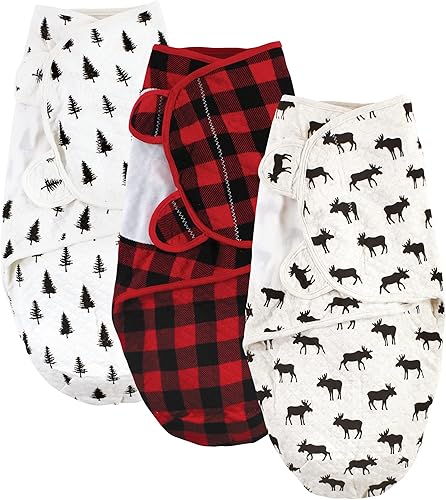 Hudson Baby Envoltura de algodón acolchada unisex para bebé, paquete de 3