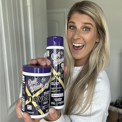 Miniatura 6 de NOVEX Cool Blonde Purple Toning Shampoo 10.1oz/ 10.1 fl oz - Champú morado neutraliza, tonifica con extracto de acai y ceramidas para cabello rubio,