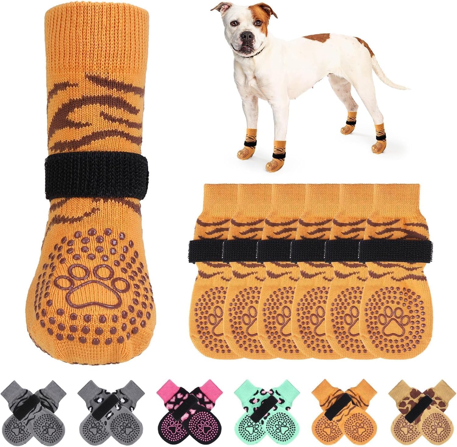 KOOLTAIL Anti Slip Dog Socks for Hot/Cold Pavement to Prevent Licking Paws, Dog Boots&Paw Protector with Grip for Hardwood...