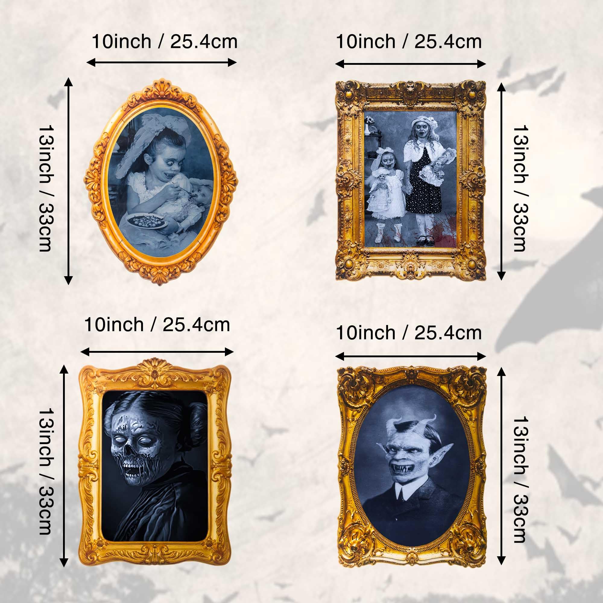 FramePro Halloween Decorations Indoor Wall Decor, 4 Pack 3D