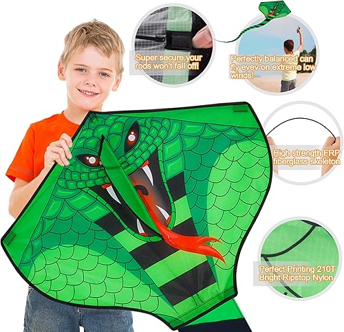 Vista 5 de Large Kites for Adults Kites for Kids Ages 4-8， 8-12 Beach Park Outdoor Game Activities, Gifts for Easter and Festival