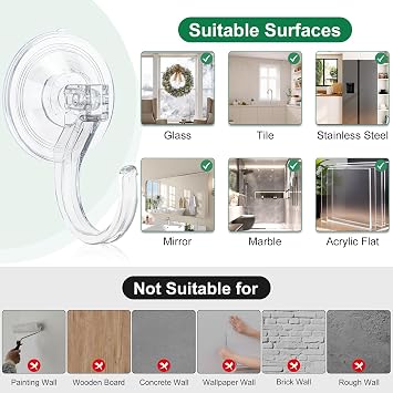 Antimbee 4 Pack Wreath Hangers for Front Door, Extra Large Suction Cup Hooks, Heavy Duty 1.9 Hooks for Easter Garland, No Tools, No Damage Wreath Holder for Glass Windows Shower, Hold Up to 18 Lbs