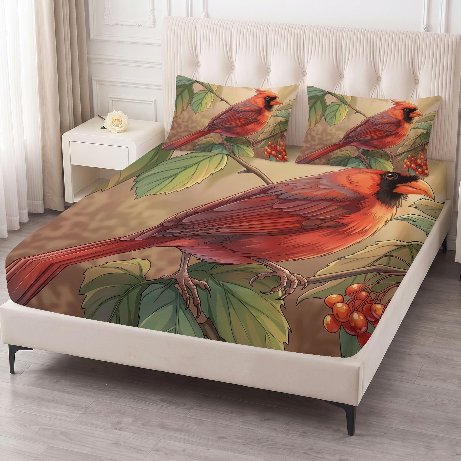 Sábana bajera ajustable para cama individual rústica de 90 x 190 cm, de microfibra suave, para niños y adolescentes, resistente a la decoloración, con bolsillo profundo de 30 cm, color rojo