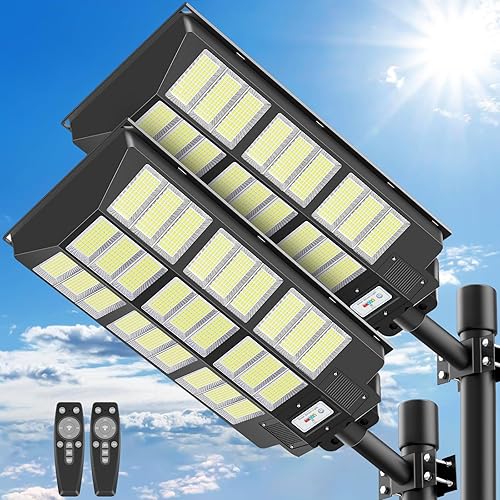 Miniatura 1 de Farola solar para exteriores  Luces solares de 5000 W para exteriores, lámpara de calle con sensor de movimiento del atardecer al amanecer, 600000