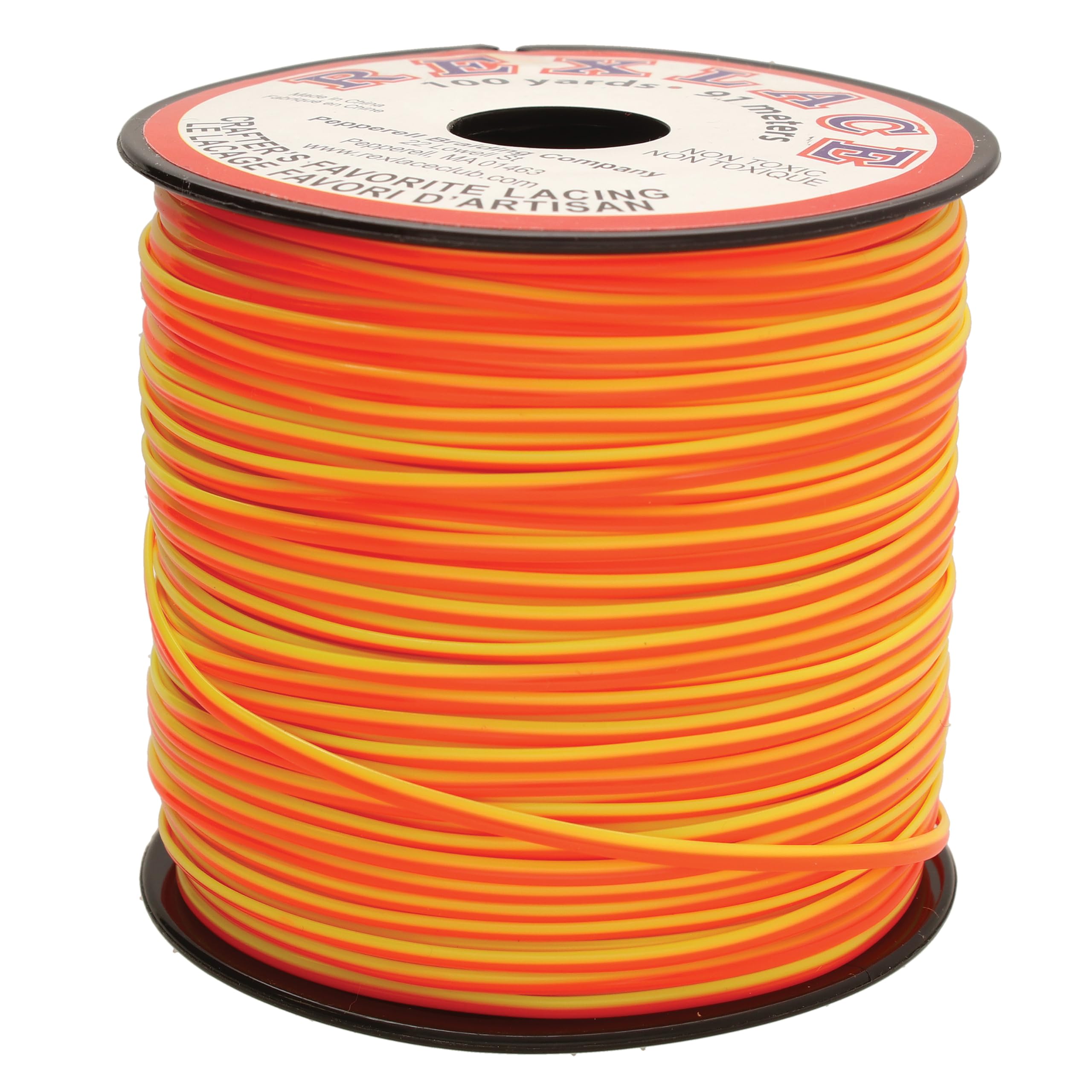 Rexlace Neon Yellow / Neon Orange Flat Plastic Lacing – Latex-Free Boondoggle Braiding Lanyard, Neon Yellow/Neon Orange, 0.092" Wide, 0.035” Thick, 100 Yards (91 Meters)