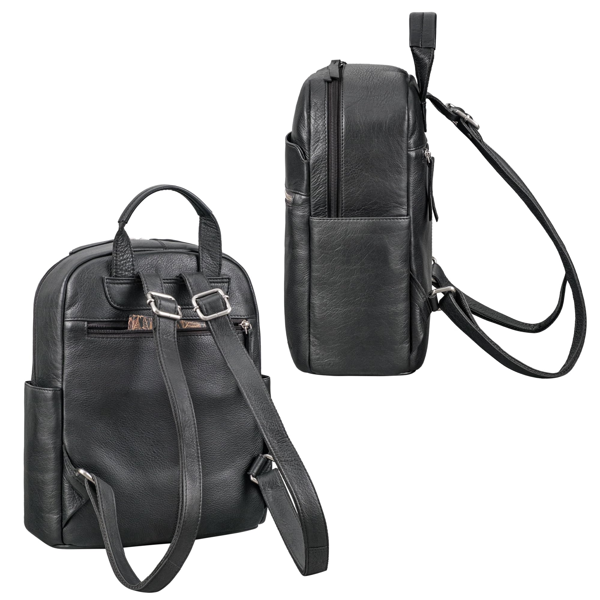 STILORD 'Phineas' Kleiner Lederrucksack Herren Rucksack Leder Handgepäck Rucksack Damen Tagesrucksack Herren, Schwarz