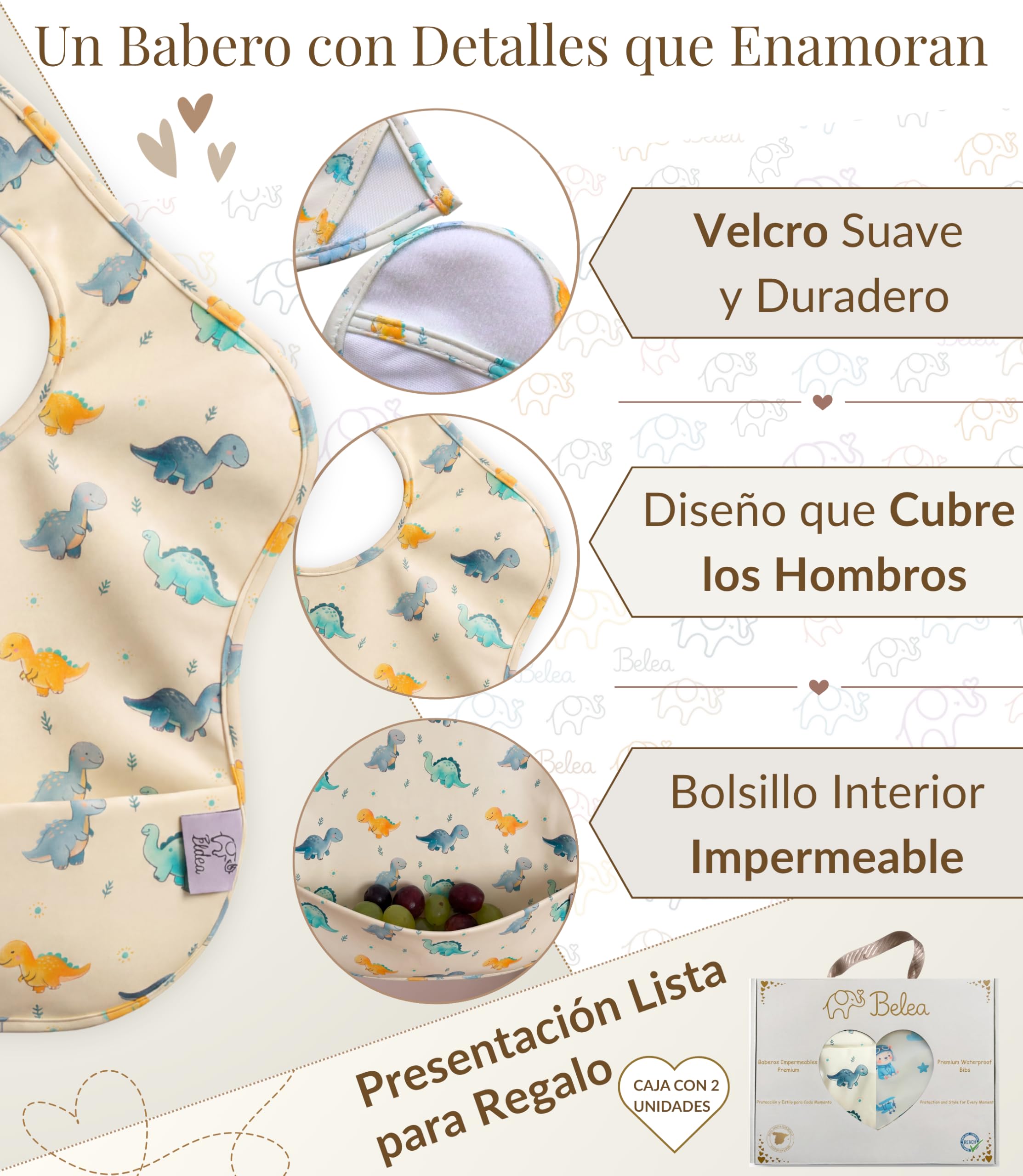 Pack 2 Baberos Bebe Impermeables Sin Mangas BLW 6 Meses a 5 Años Bolsillo Recogemigas Babete Impermeável Babero Infantil Sin BPA Regalo Baby Shower Cumpleaños Bebé