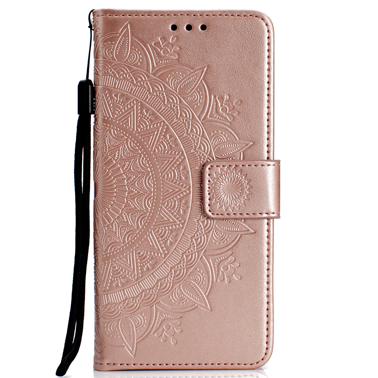 Xinyunew Cover Per Samsung Galaxy A6 Plus 2018 – Custodia Portafoglio In Pelle PU Con 2 Slot Carte E Portamonete – Chiusura Magnetica E Supporto Orizzontale – Nero