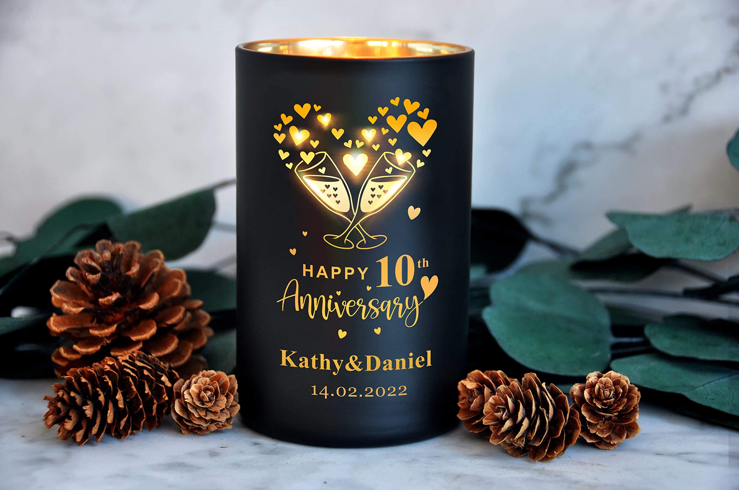 Personalised Orange Blossom Jasmine Amber Scented Candles for Home Scented Relaxation Gifts for Women Girlfriend with Any Text on Birthday Anniversary Valentines Day Up to 40 H (Design2)