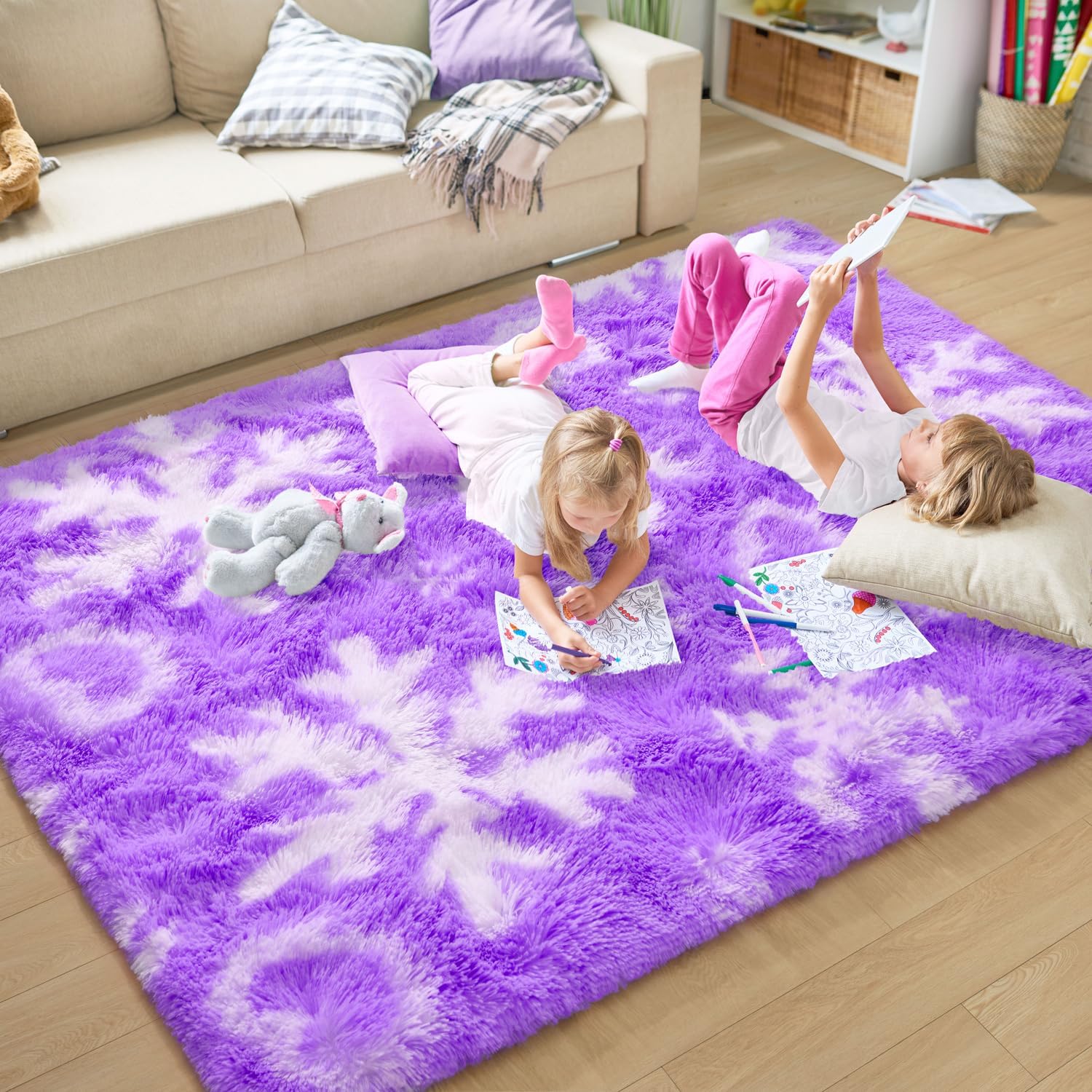 EVOIONOS Purple Princess Rugs for Living Room, 4×6 Feet Fluffy Shaggy Snowflake Rug for Girls Bedroom, Plush Fuzzy Super Soft Carpet for Kids Room Home Decor, Upgraded Non Slip Bottom, Purple Rugs EVOIONOS Purple Princess Rugs for Living Room, 4×6 Feet Fluffy Shaggy Snowflake Rug for Girls Bedroom, Plush Fuzzy Super Soft Carpet for Kids Room Home Decor, Upgraded Non Slip Bottom, Purple Rugs