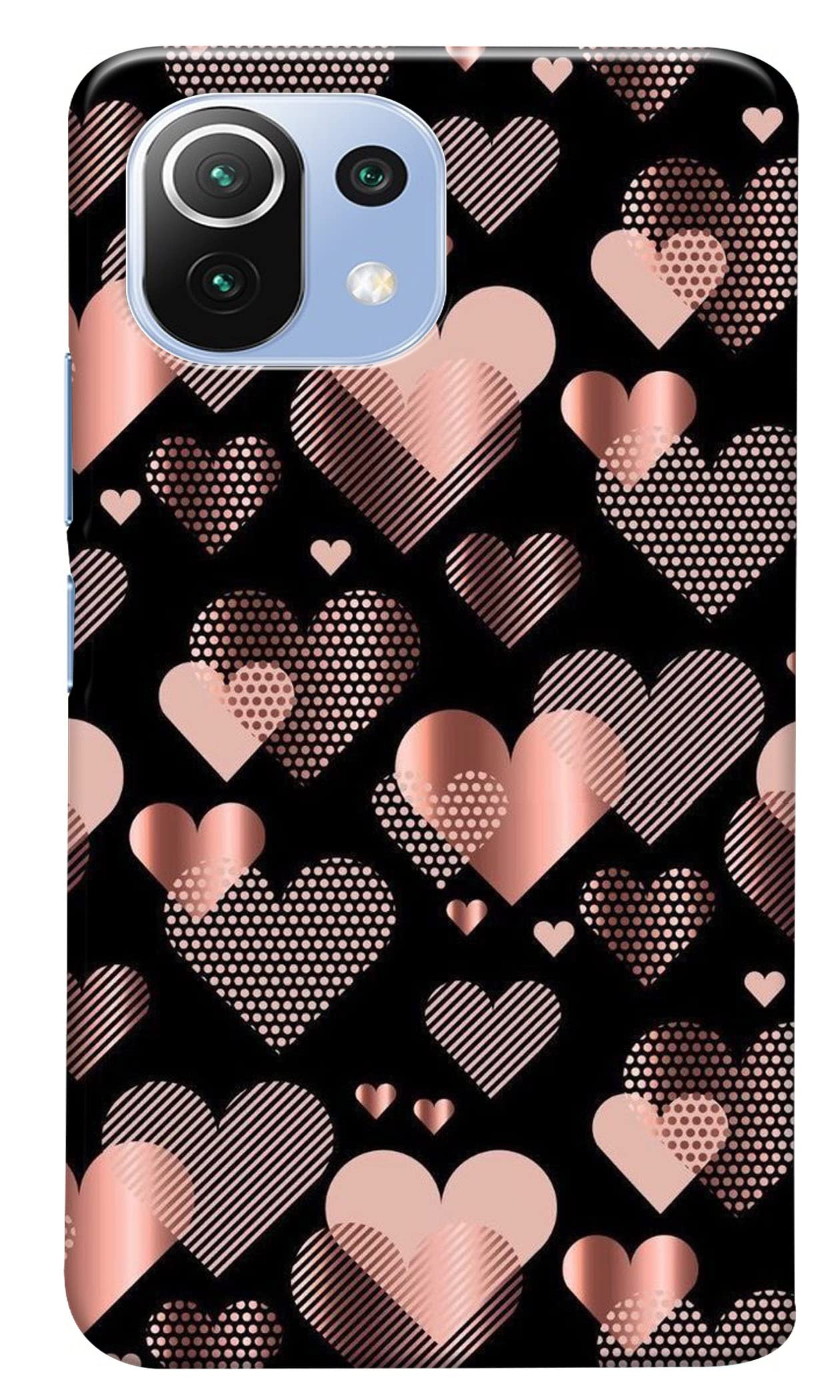 GALACOLORS 3D Golden Hart Black Designer Back Case Cover for Mi 11 Lite